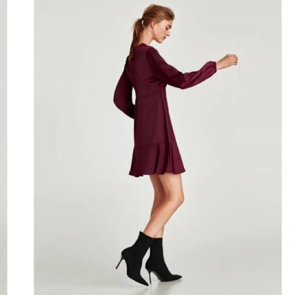 [Zara] Classic Maroon Satin Dress